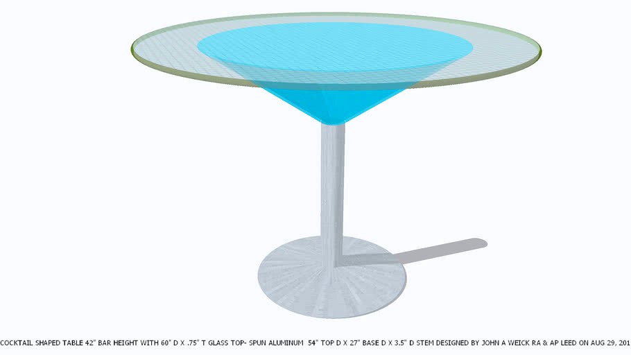 TABLE COCKTAIL SHAPED BAR HT TOURQUOISE DESIGNED BY JOHN A WEICK RA & AP LEED