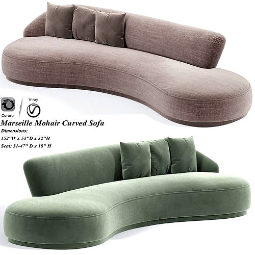 Marseille Mohair Curved Sofa