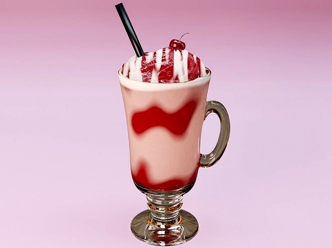 Classic Strawberry Milkshake with Chantilly and Cherry