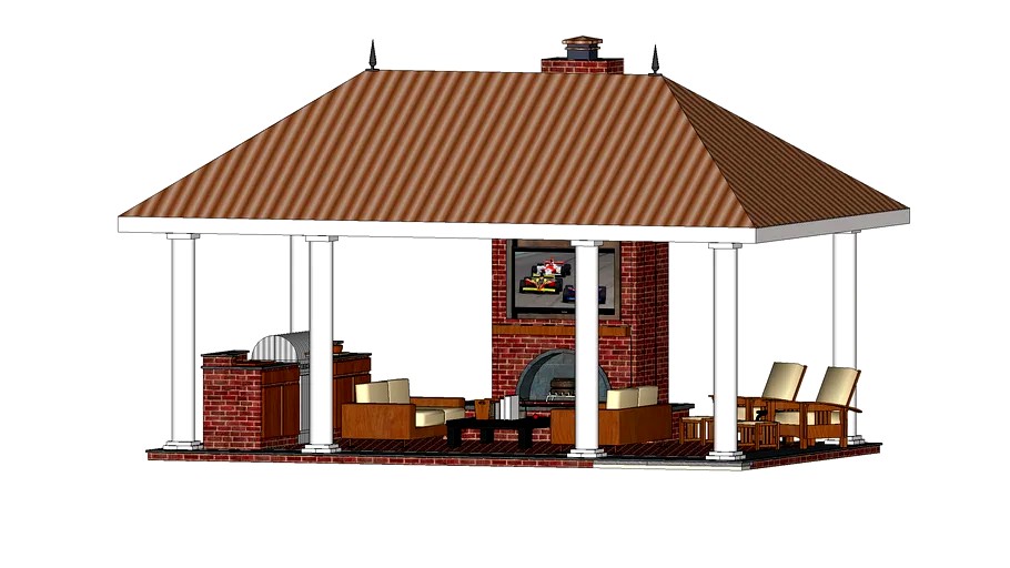 copper top pergola with raised ceiling