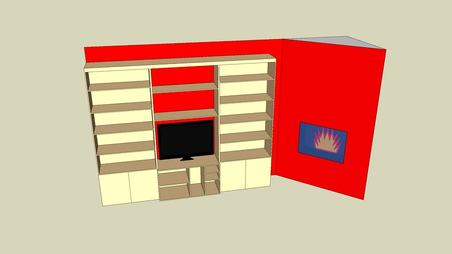 ikea bookshelfs billy + fireplace + tv