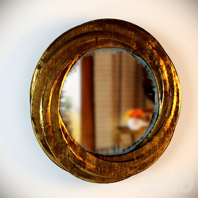 Круглое состаренное зеркало