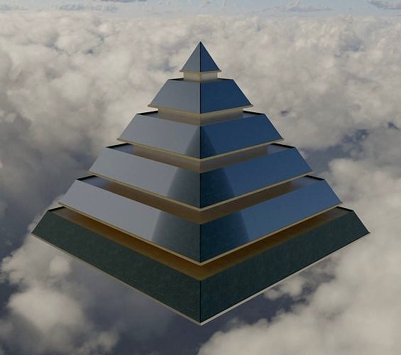 Golden and Green Marbled Pyramid with Squared Spike