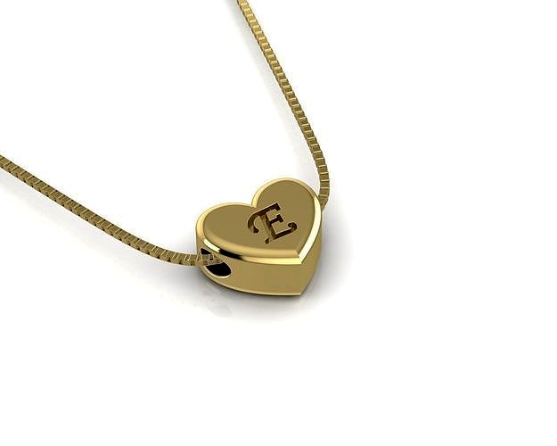 Pendant initial heart E | 3D