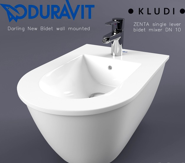 DURAVIT Darling New Bidet + single lever bidet mixer KLUDI ZENTA