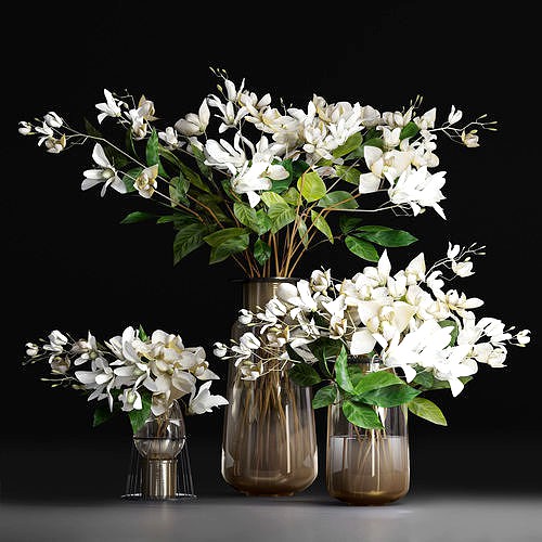 Gardenia Flower Bouquet Vase decor set