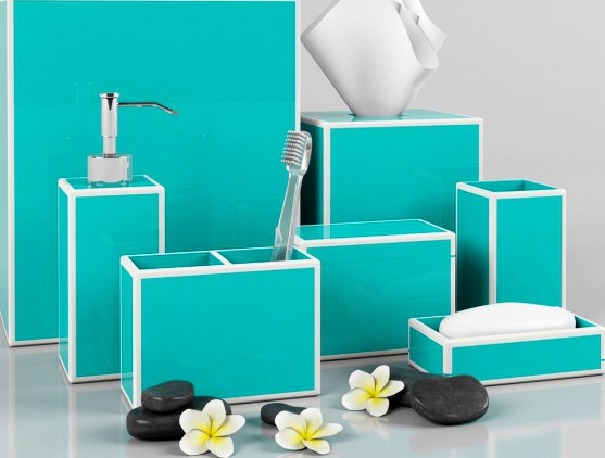 Kassatex Bath Accessories, Blue Soho Collection