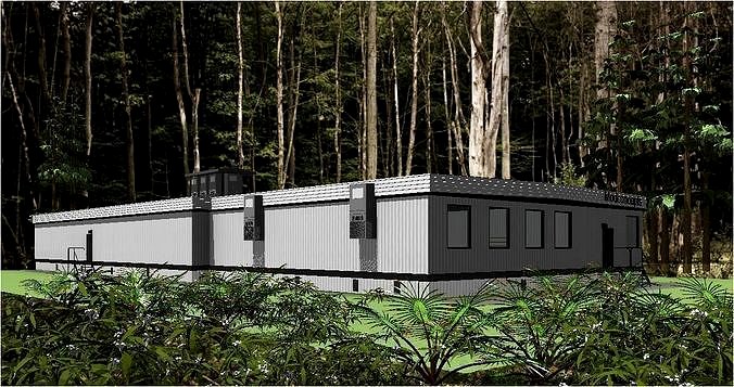 Modular Warehouse Prefabricated Building 3D Model with textures