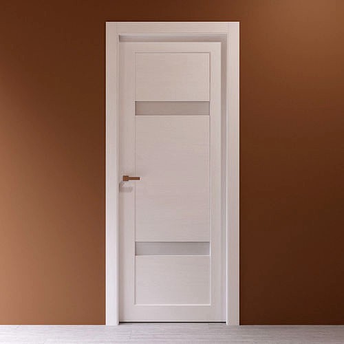 White wood interior door with white glass inserts