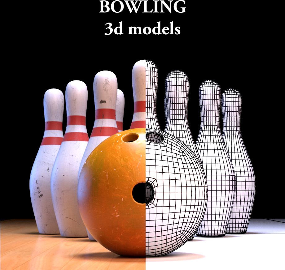 Bowling Ball and Pins3d model