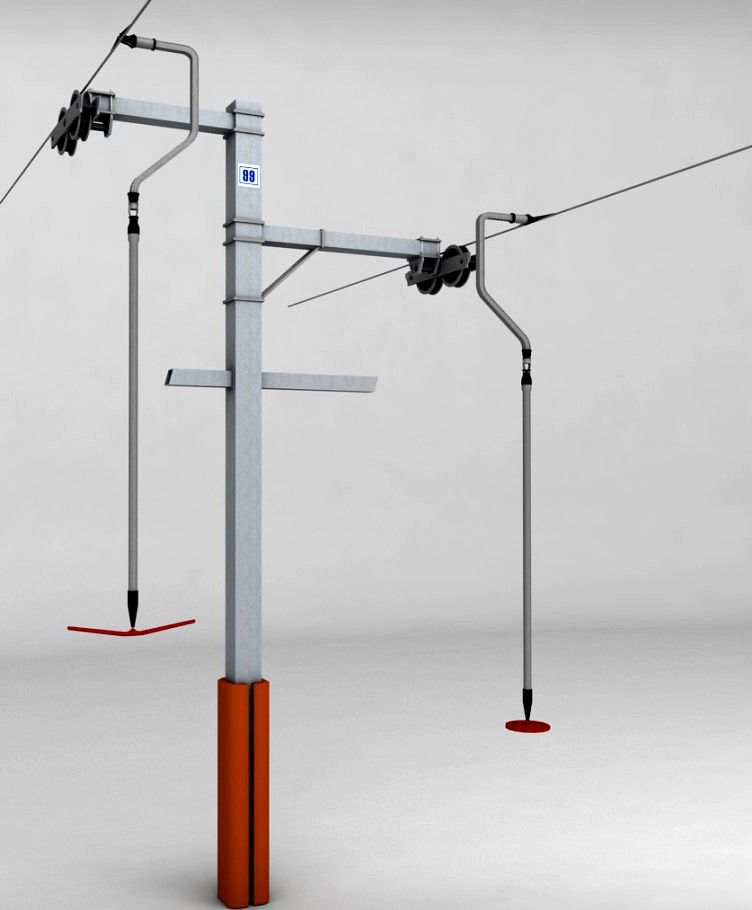 Ski lift pole rod3d model