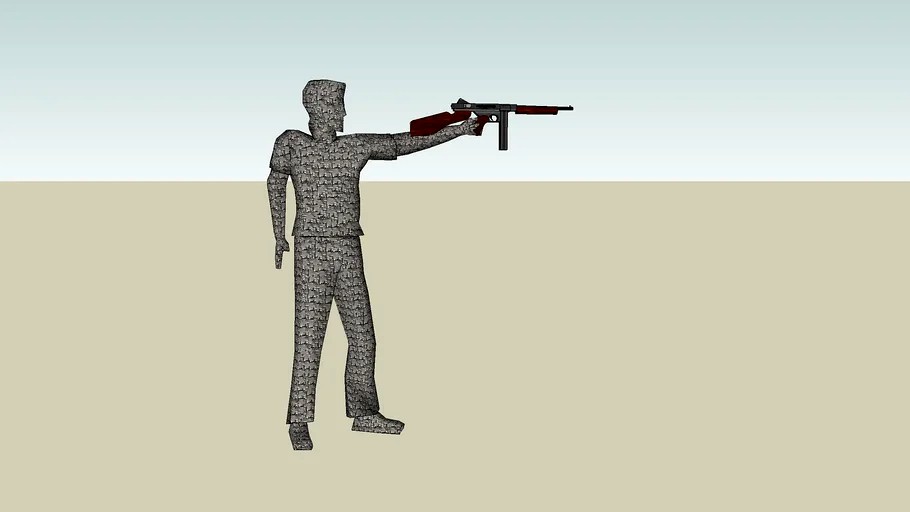 3D White Spy Shooting Man