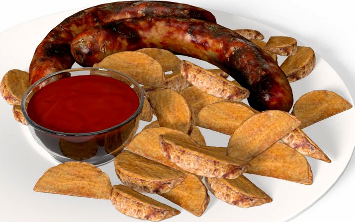 Sausages with Potatoes3d model