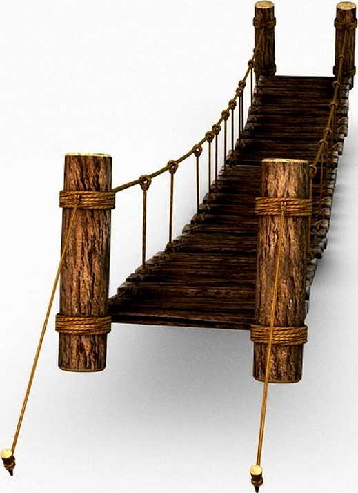 Rope & Wood Plank Suspension Bridge3d model