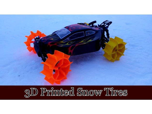 3D Printed Snow Tires For 1/10 Scale RC Car (12mm hex) by 3Drcnc
