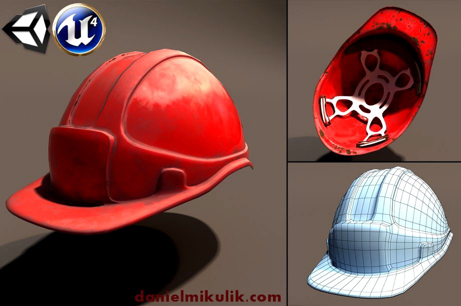 Low Poly Safety Helmet + Unity & Unreal3d model