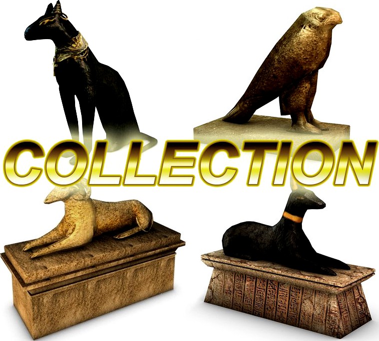 Egyptian statues collection3d model