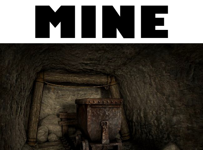 Low poly mine with mine cart3d model