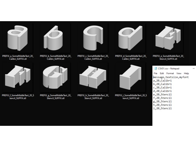 OpenSCAD - bulk export from JSON/CSV to STL/PNG by OutwardB