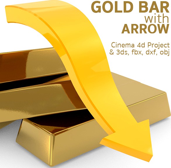 Gold bars with arrow