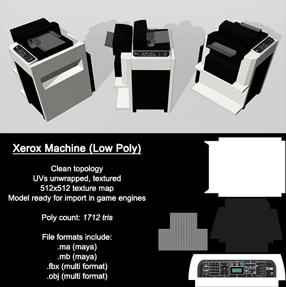 Low Poly Xerox Machine