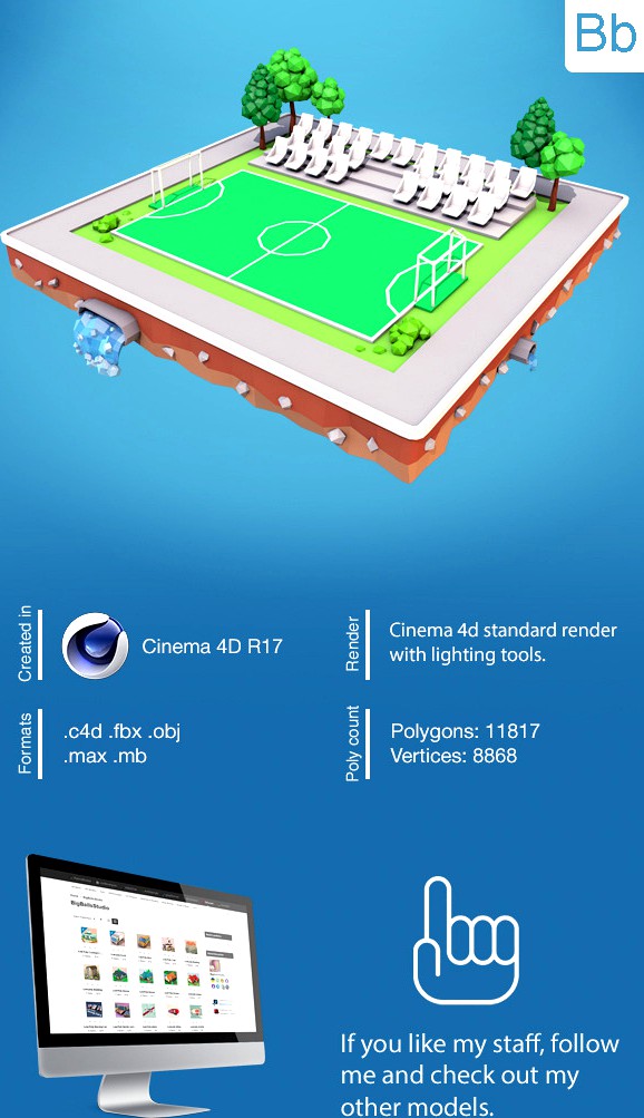 Low Poly Football Field