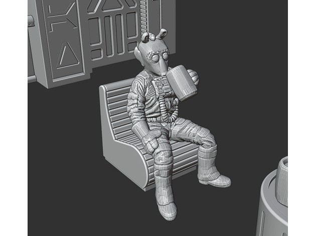 Neesh (seated Rodian) SWL Scale Free Cantina Collab by McAnultyMiniatures