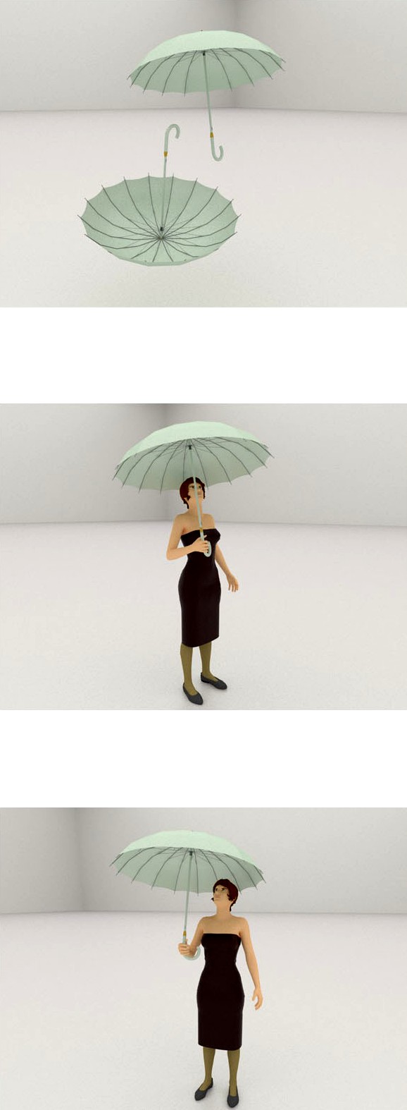 3D woman with umbrella