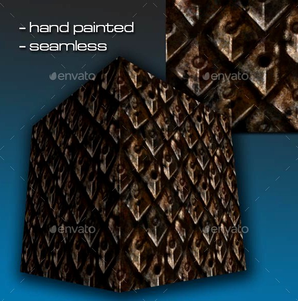 Seamless Hand Painted Rusty Damaged Scale Mail