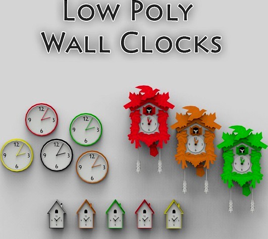 Low Poly Wall Clocks