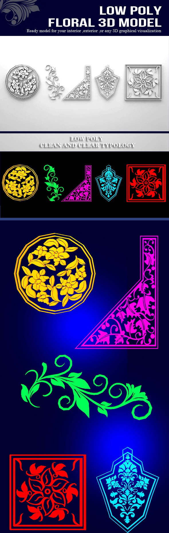 LOW POLY FLORAL 3D MODEL