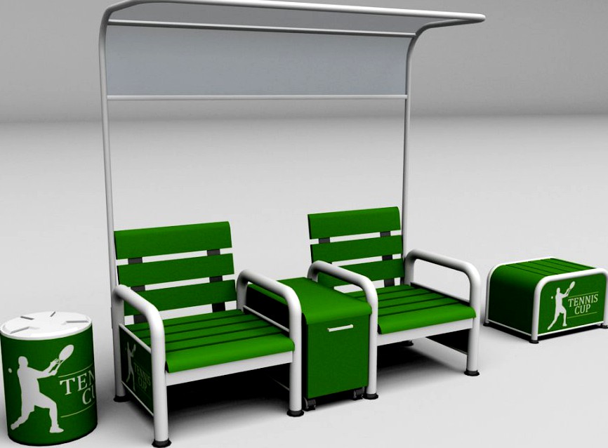 Tennis court bench chair3d model