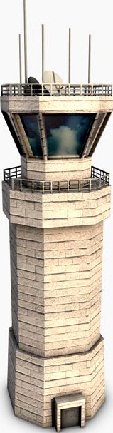 Low poly airbase control tower3d model