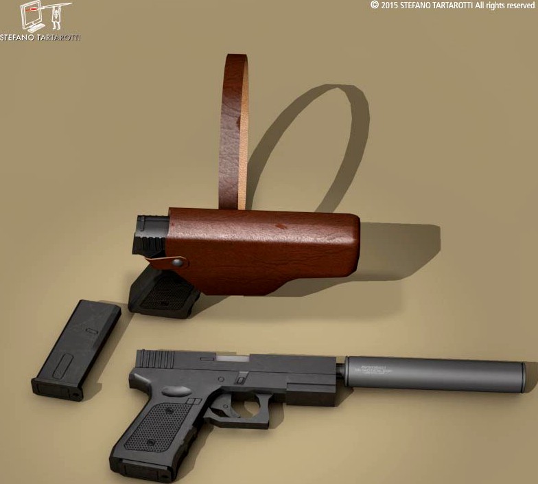 9mm handgun3d model