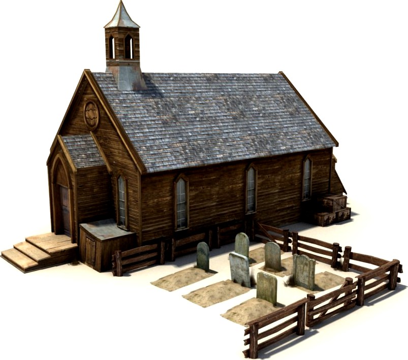 Low Poly Wild West Church3d model