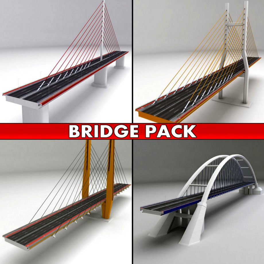 Suspended bridge pack collection3d model