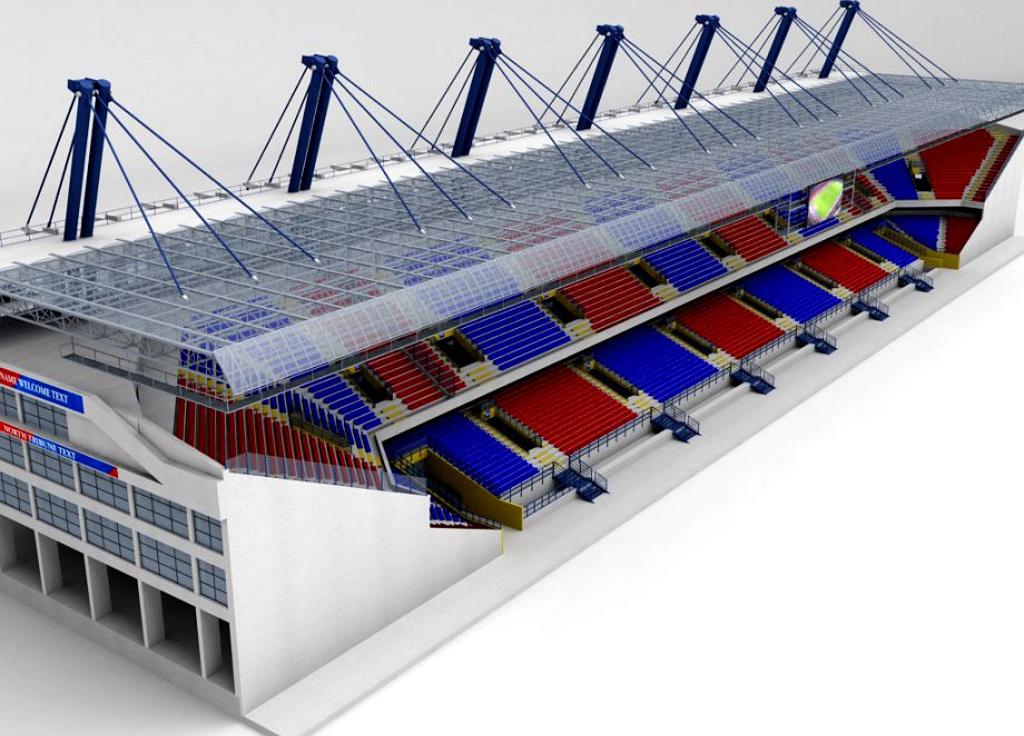 Stadium seating tribune wide high detail3d model