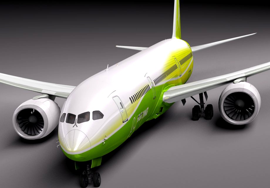 Boeing 787 Dreamliner Green Lemon3d model