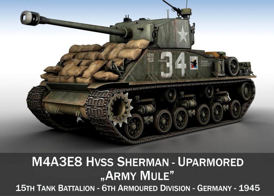 M4A3E8 HVSS Sherman - Army Mule3d model
