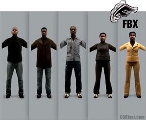 CASUAL PEOPLE- 5 RIGGED 3D FBX MODELS (MeCaFBX006a)