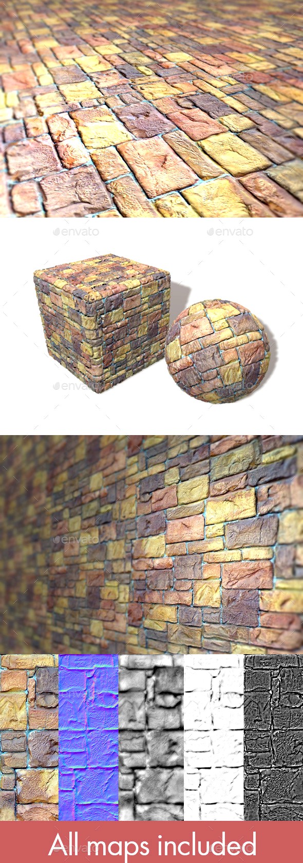 Painted Random Bricks Seamless Texture