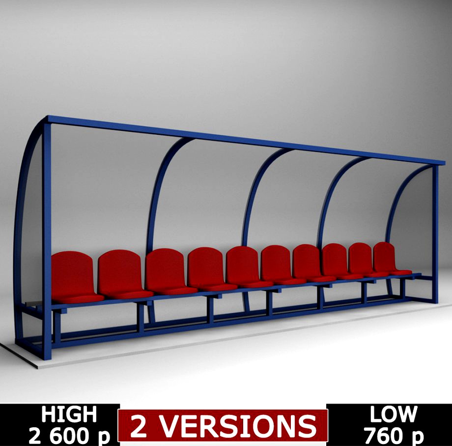 Stadium seating reserve bench low3d model