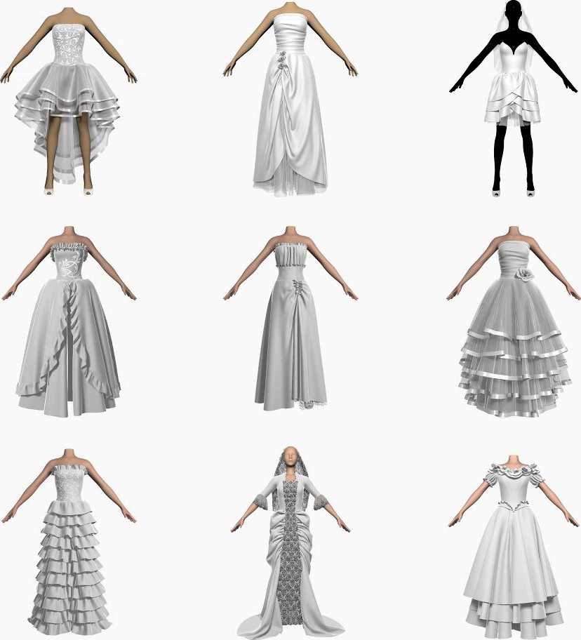 Collection Of Wedding Dresses 9 in 13d model