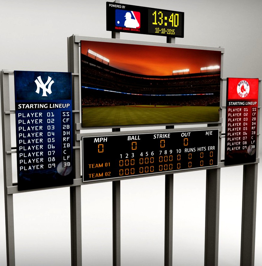 Baseball stadium scoreboard low poly3d model