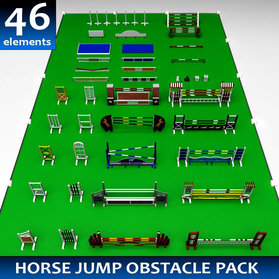Horse jump obstacle full pack3d model
