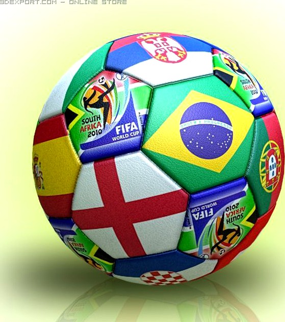 Soccer ball with flags or National Teams Cup 2010 3D Model