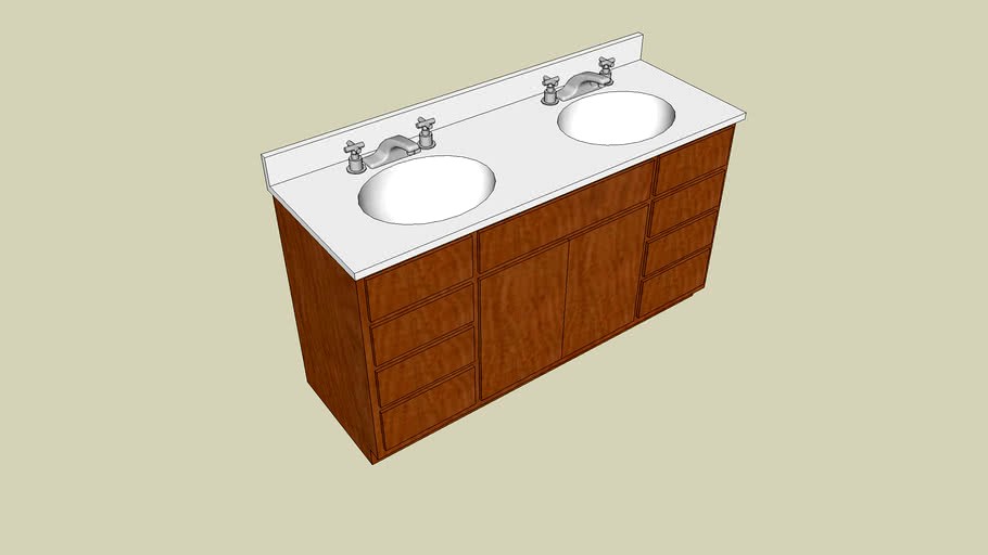 60x22 double bowl sink vanity