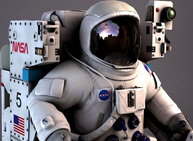 NASA Astronaut with MMU backpack rigged for Maya 3D Model