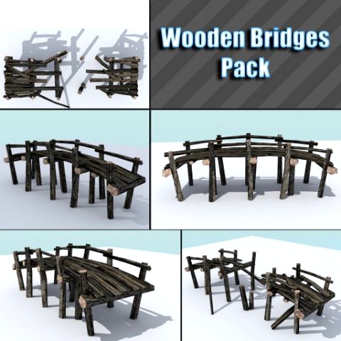 Wooden Bridges Pack 3D Model