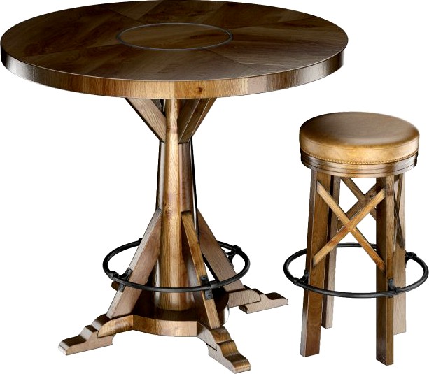 HUNTINGDON COLLECTION table and bar stool 3D Model